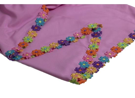 ملابس صلاة بتصميم عصري  محاكة أطرافه يدويا بالكروشيه ّ لون  بنفجي